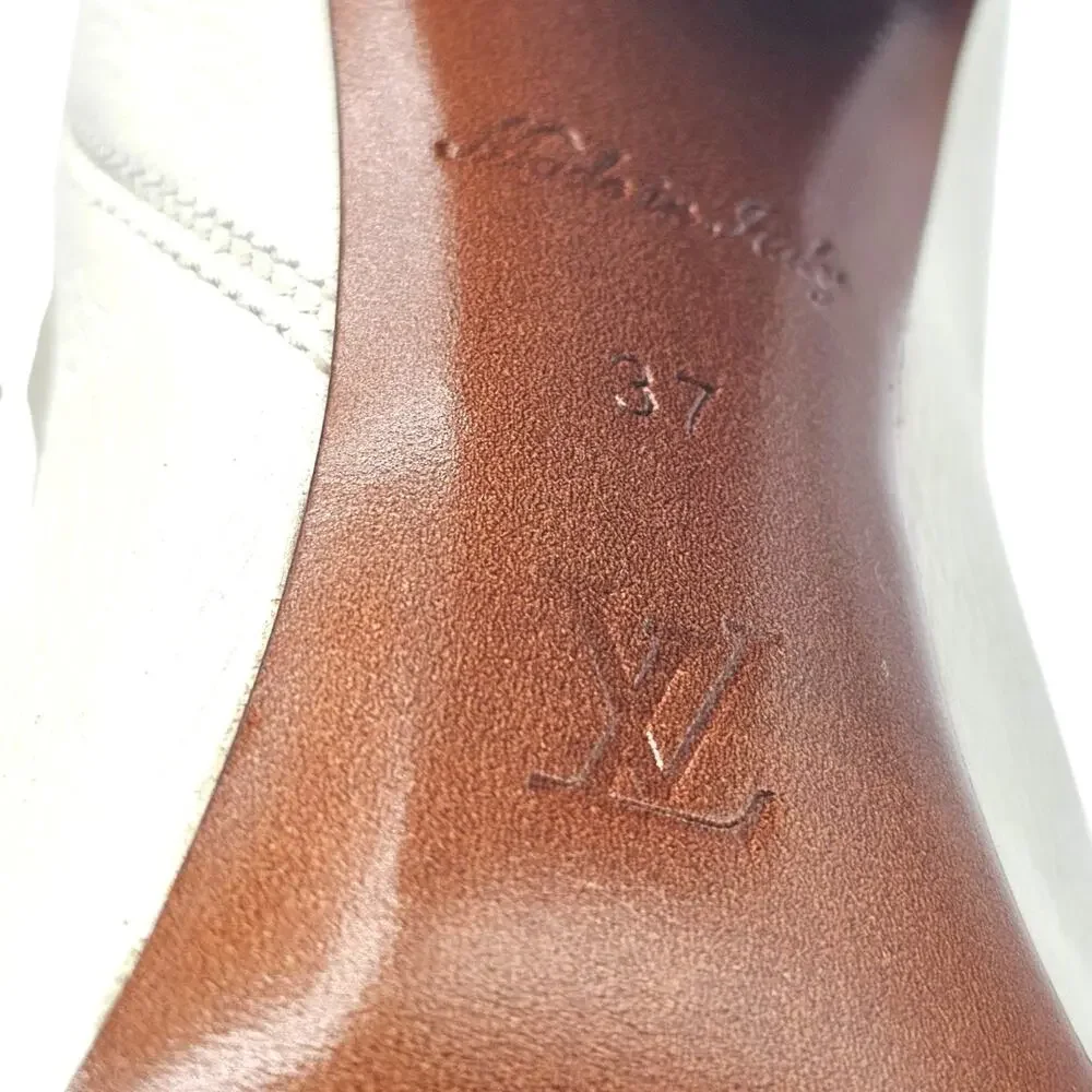 Louis Vuitton Donna High Boots 1AIFC1 Ecru Leather EU 37 US 7 New with Dust Bags